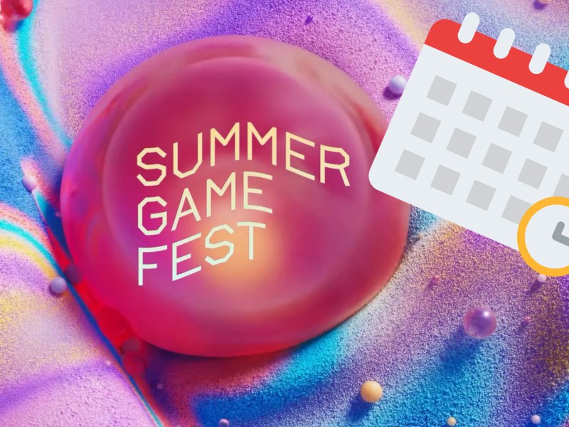 Bild vom Summer Game Fest. Davor ein Icon mit Kalender und Uhr.