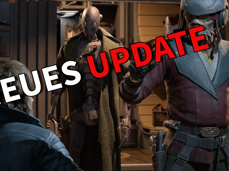 Screenshot aus Star Wars Outlaws versehen mit dem Schriftzug 