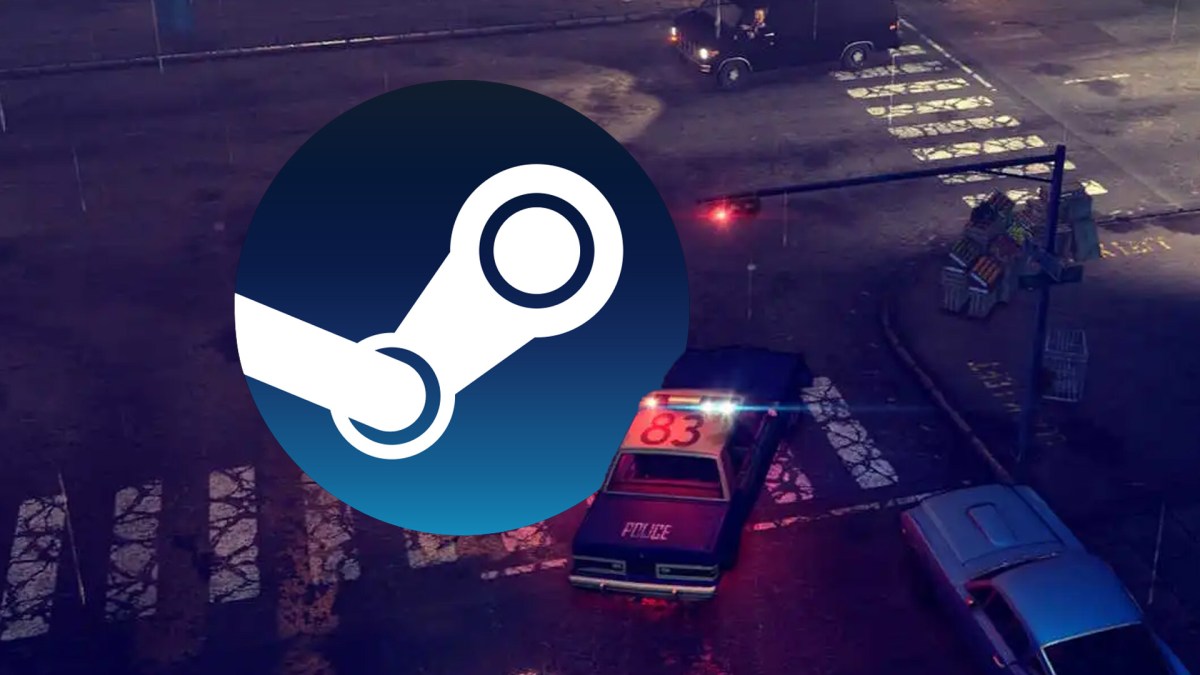 Screenshot aus The Precinct mit Steam-Logo