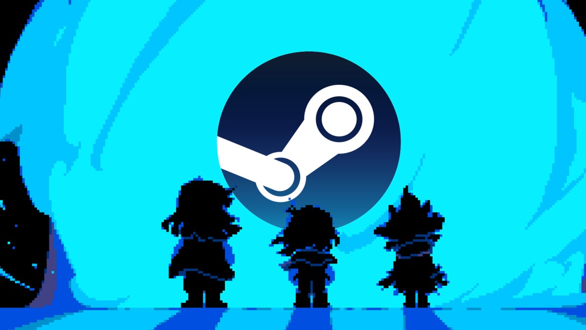 Screenshot aus Deltarune mit dem Steam Logo.
