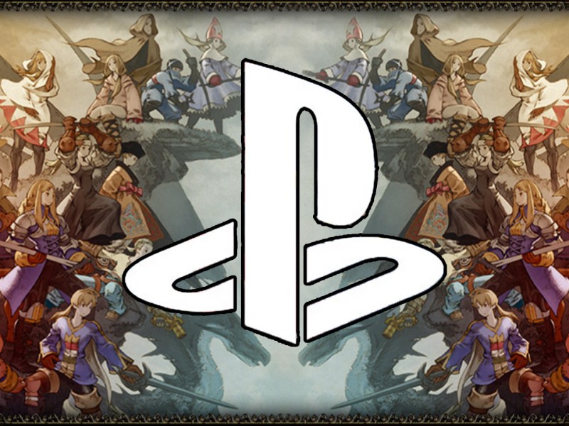 Eine Collage aus Final Fantasy Tactics und dem PlayStation-Logo.