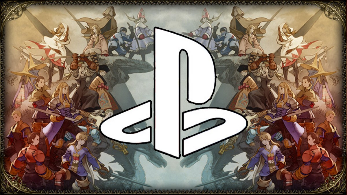 Eine Collage aus Final Fantasy Tactics und dem PlayStation-Logo.