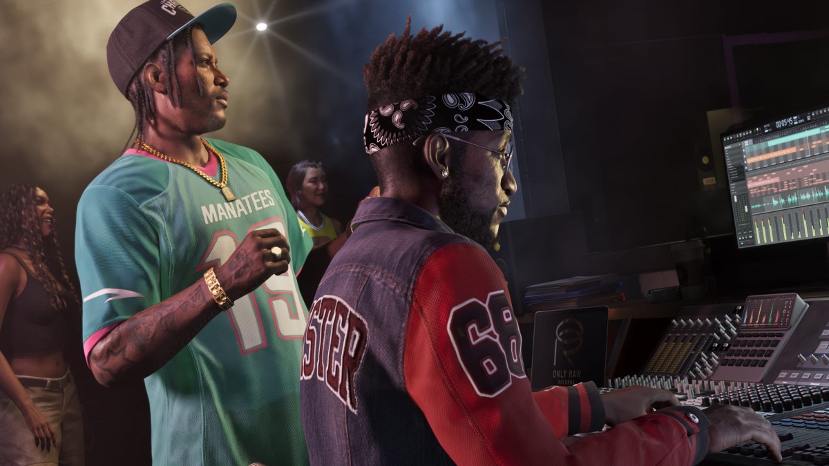 Screenshot aus GTA 6. Zu sehen sind ein Musiker und ein DJ.