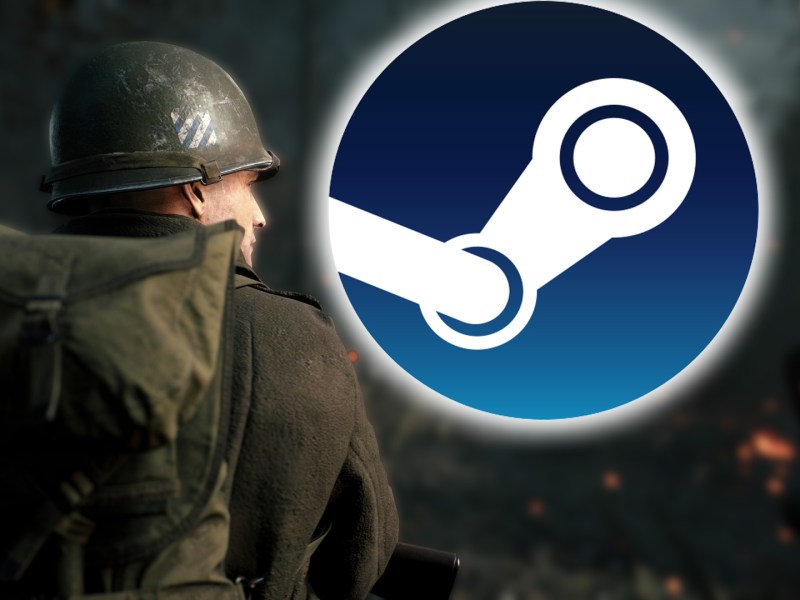 Screenshot aus Hell Let Loose, versehen mit dem Logo von Steam.