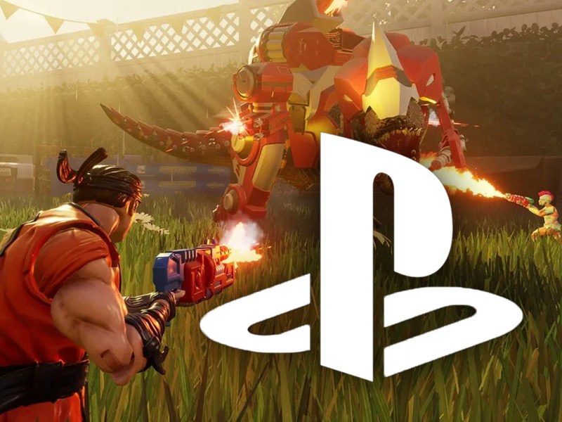 Screenshot aus Hypercharge: Unboxed mit dem PlayStation-Logo