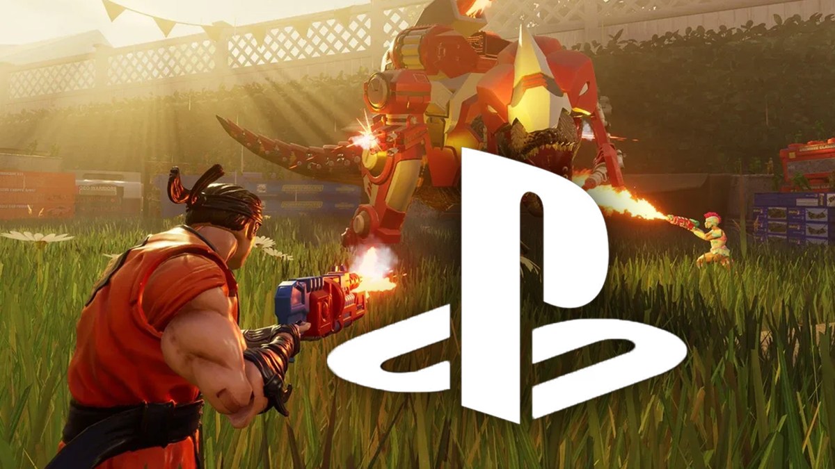 Screenshot aus Hypercharge: Unboxed mit dem PlayStation-Logo