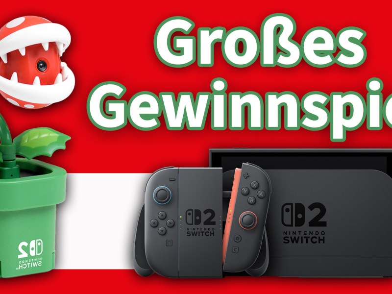 Eine Collage mit einer Nintendo Switch 2 und der Piranha-Pflanze-Kamera.