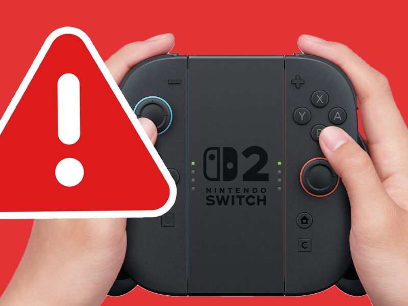 Ein Nintendo Switch 2-Controller mit einem Warnsymbol