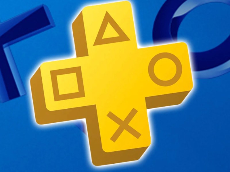 Logo von PS Plus vor einem blauen, Playstation-artigen Hintergrund.