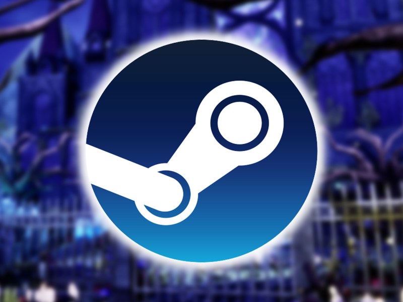 Screenshot aus dem Spiel Gravebound. Davor das Logo von Steam.