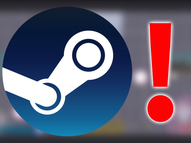 Ein verwaschener Screenshot von Paradox Soul, das Steam Logo und ein rotes Ausrufezeichen.