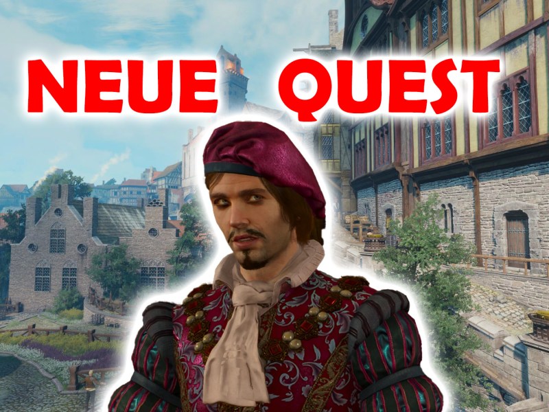 The Witcher 3: Wild Hunt - Barde Rittersporn vor der Skyline von Novigrad