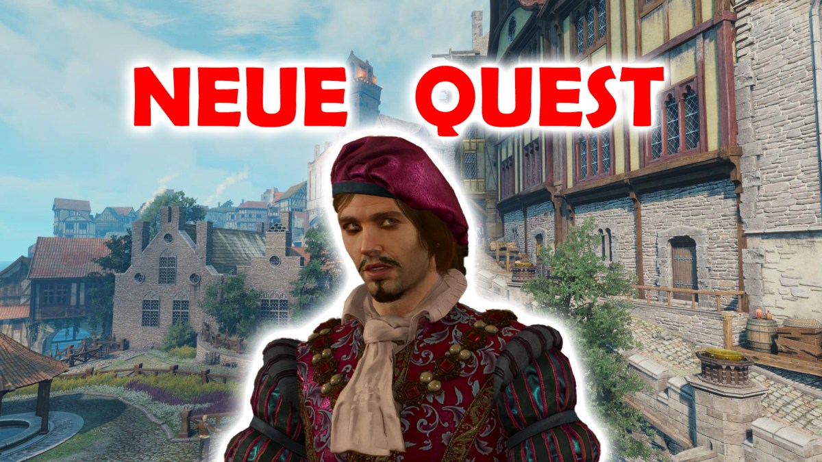 The Witcher 3: Wild Hunt - Barde Rittersporn vor der Skyline von Novigrad