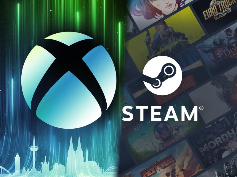 Xbox Logo in Collage mit dem Steam Logo.