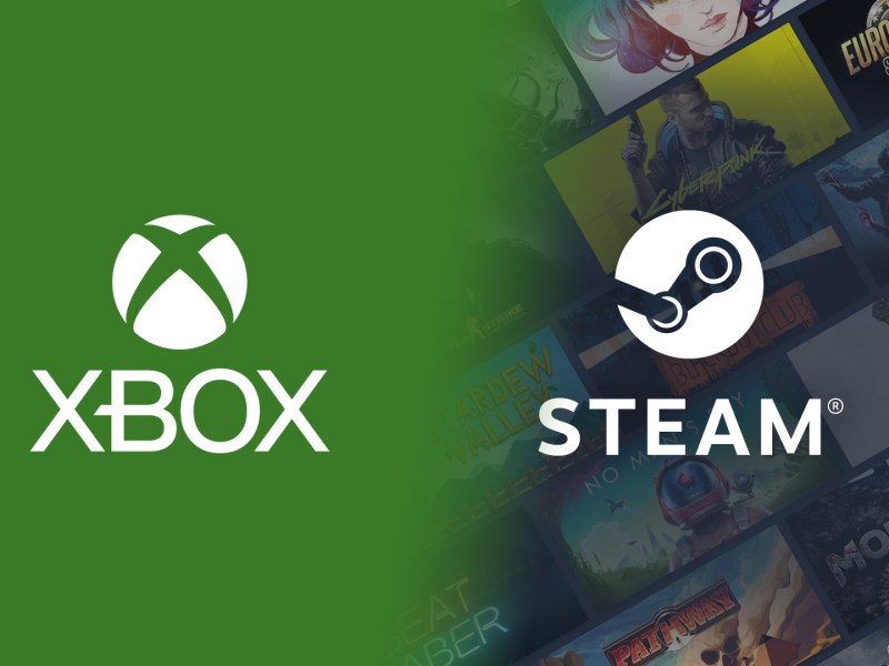 Collage aus dem Xbox Logo und dem Steam Logo.