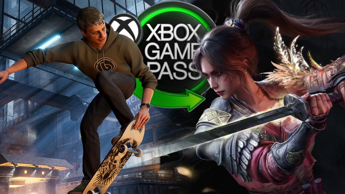 Screenshot-Collage aus Tony Hawk's Pro Skater 3+4 und Wuchang: Fallen Feathers. In der Mitte ist das Xbox Game Pass Logo zu sehen.