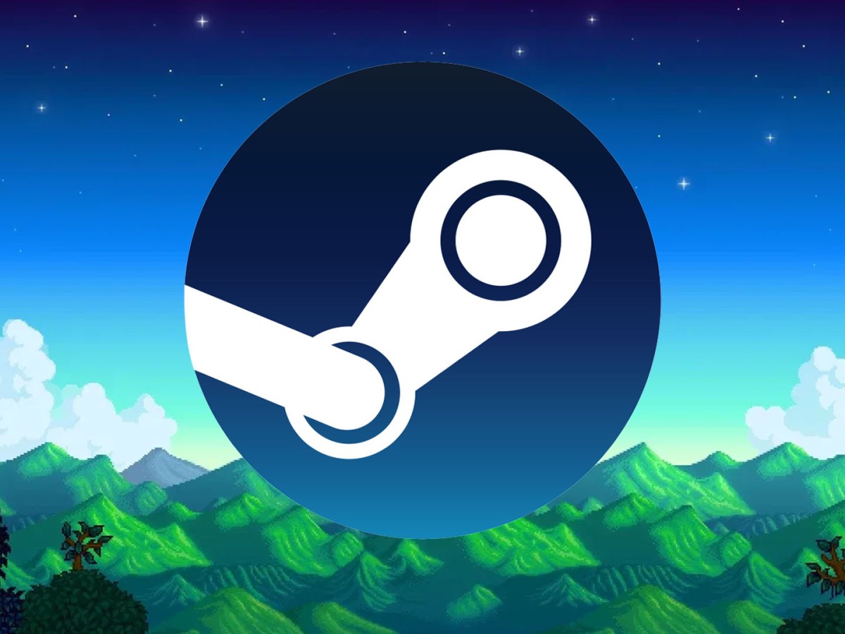 Hintergrund aus Stardew Valley mit dem Logo von Steam
